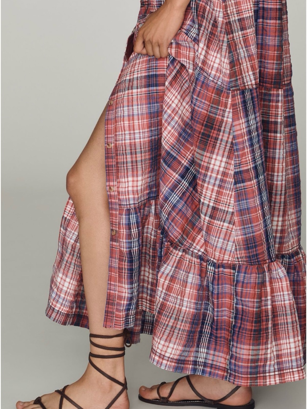 NWT Anthropologie Pilcro Button Front Plaid Maxi Dress Medium - Picture 4 of 6
